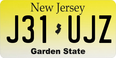 NJ license plate J31UJZ