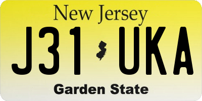 NJ license plate J31UKA