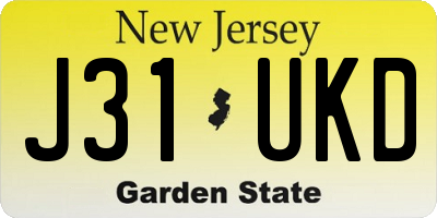 NJ license plate J31UKD