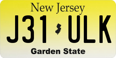 NJ license plate J31ULK