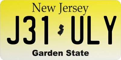 NJ license plate J31ULY