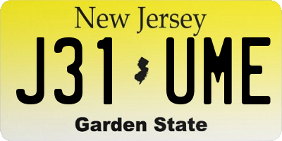 NJ license plate J31UME