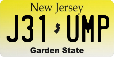 NJ license plate J31UMP