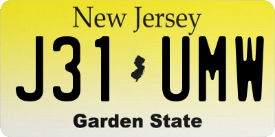 NJ license plate J31UMW