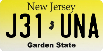 NJ license plate J31UNA