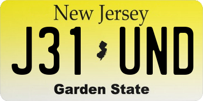 NJ license plate J31UND