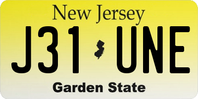 NJ license plate J31UNE