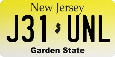 NJ license plate J31UNL