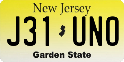 NJ license plate J31UNO