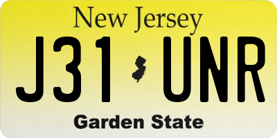 NJ license plate J31UNR