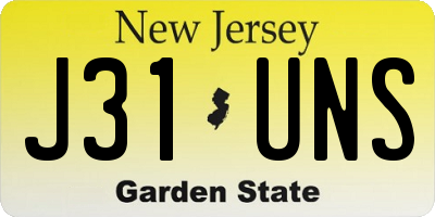 NJ license plate J31UNS