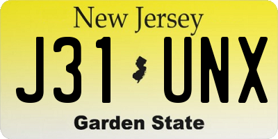 NJ license plate J31UNX