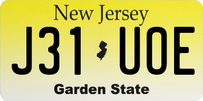 NJ license plate J31UOE