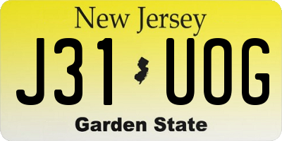 NJ license plate J31UOG