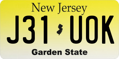 NJ license plate J31UOK