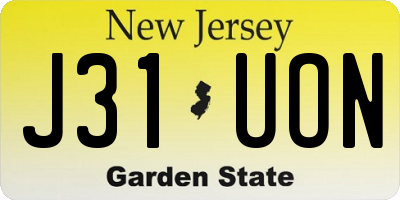 NJ license plate J31UON