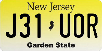 NJ license plate J31UOR
