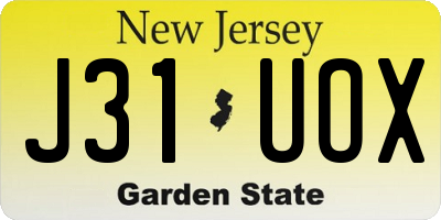 NJ license plate J31UOX