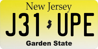 NJ license plate J31UPE