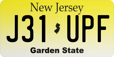 NJ license plate J31UPF