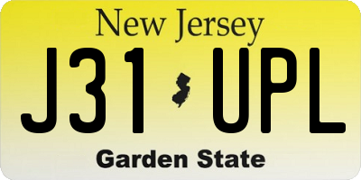 NJ license plate J31UPL