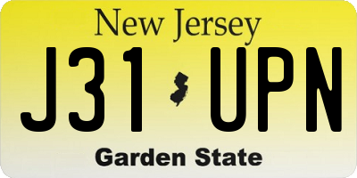 NJ license plate J31UPN