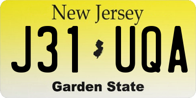 NJ license plate J31UQA