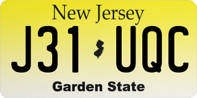 NJ license plate J31UQC
