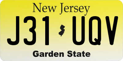 NJ license plate J31UQV