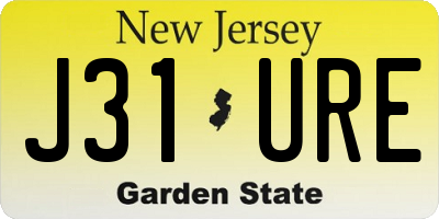 NJ license plate J31URE