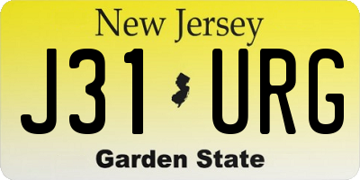 NJ license plate J31URG