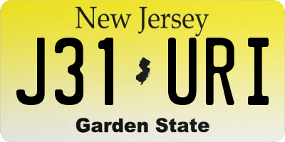 NJ license plate J31URI