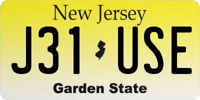 NJ license plate J31USE