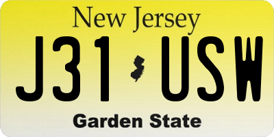 NJ license plate J31USW