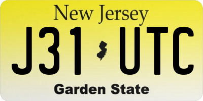 NJ license plate J31UTC
