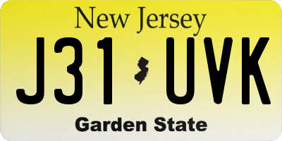 NJ license plate J31UVK
