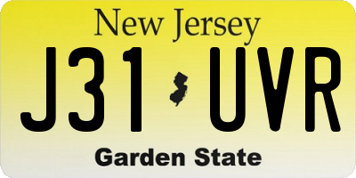 NJ license plate J31UVR