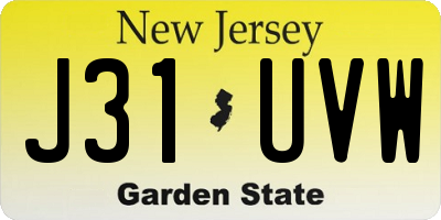 NJ license plate J31UVW