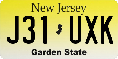 NJ license plate J31UXK