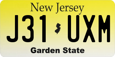 NJ license plate J31UXM