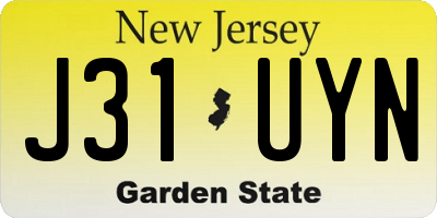NJ license plate J31UYN