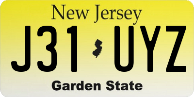 NJ license plate J31UYZ