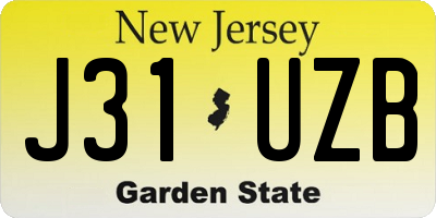 NJ license plate J31UZB