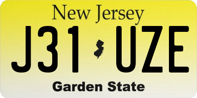 NJ license plate J31UZE