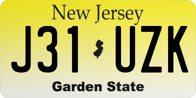 NJ license plate J31UZK