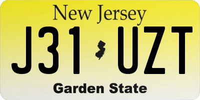 NJ license plate J31UZT