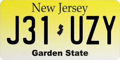 NJ license plate J31UZY