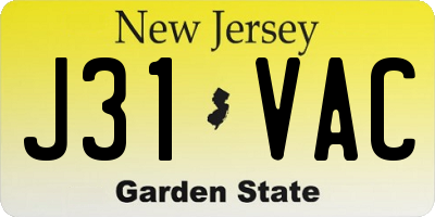 NJ license plate J31VAC