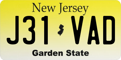 NJ license plate J31VAD