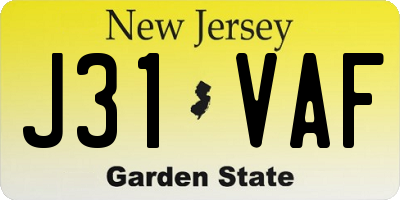 NJ license plate J31VAF